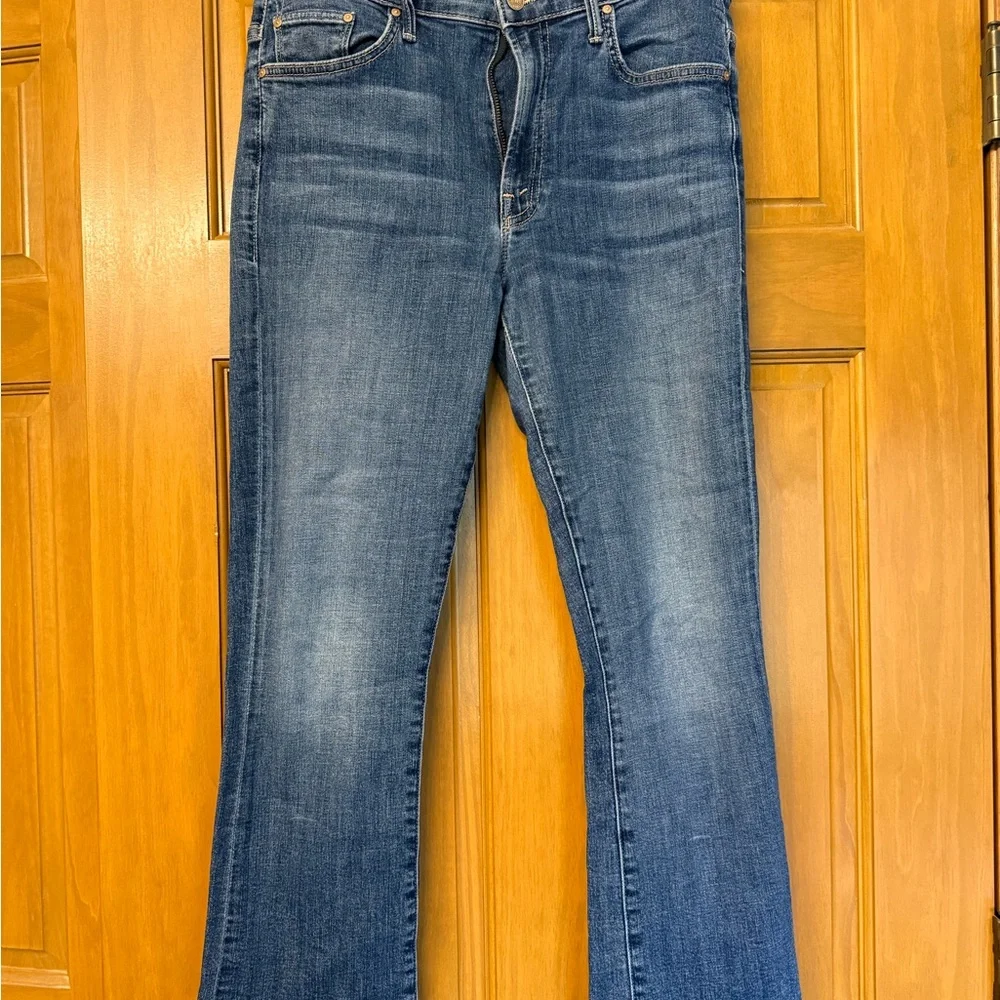 MOTHER The Insider Crop Step Fray Dark Blue Jeans